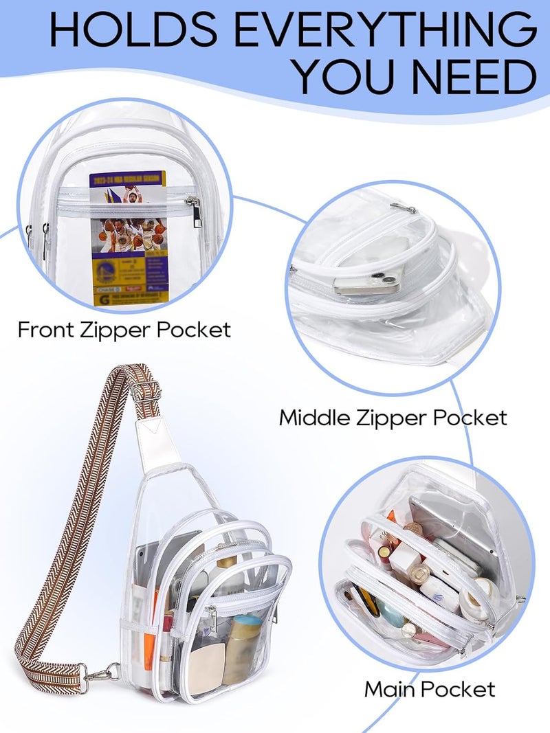 Flowston Store 3 Pockets Clear Bag for Stadium Events Large Clear Sling Crossbody Backpack Fanny Pack Concert Purses for Women Men - Image 5